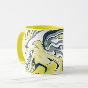 Caneca Ondas radiantes de amarelo, branco e Cinza