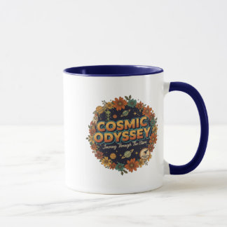 Caneca Ondulação Cósmica Retro Estética Floral - Vintag