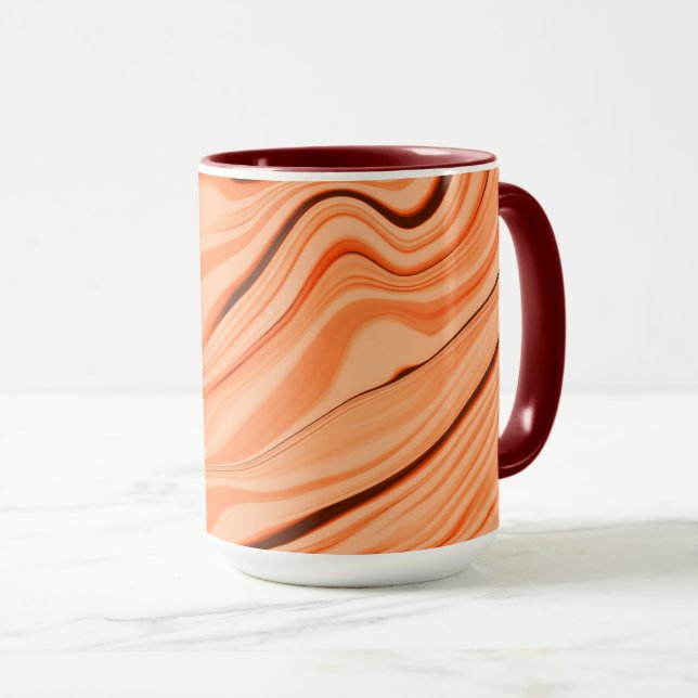 Caneca ondulações em tons de laranja, cilindro castanho c (Frente Esquerda)
