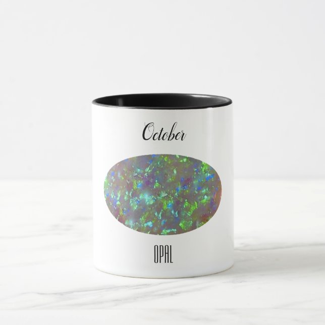 Caneca Opal Gem All Colors Café Mug Outubro Birthstone (Centro)