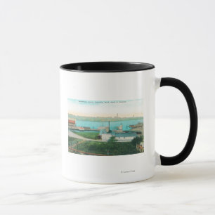 Caneca Opinião aérea o beira-rio de Vallejo e a égua