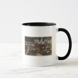 Caneca Opinião da noite da cidade, ponte da baía,