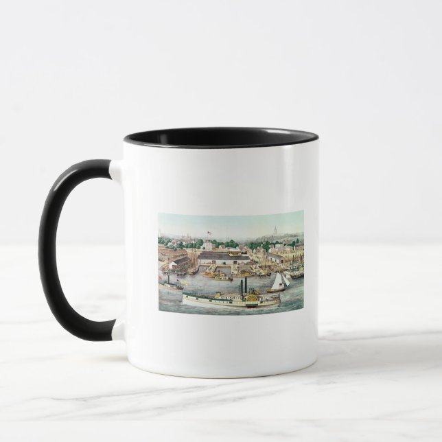 Caneca Opinião de olho de pássaro do sexto cais da rua (Esquerda)