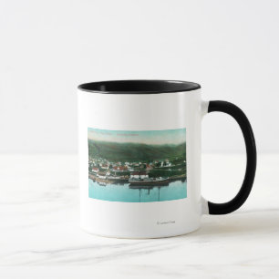Caneca Opinião do beira-rio da cidade e do navio a vapor