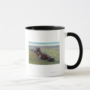 Caneca Opinião os fazendeiros que colhem com cavalo