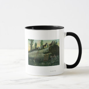Caneca Opinião uma equipe de registo em uma sequóia