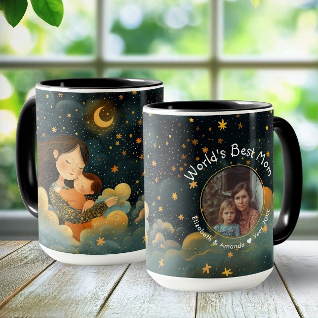Caneca Óptica Ilustração de Mãe e Filho | Dia das Mães (Cute Illustration of Mother & Child | Mother's Day Mug)