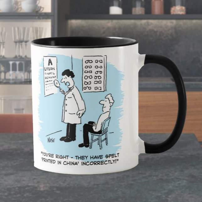 Caneca Óptico fazendo um exame de vista (Criador carregado)