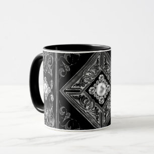 Caneca Opulsão do ornamentado   Galeria negra e prateada