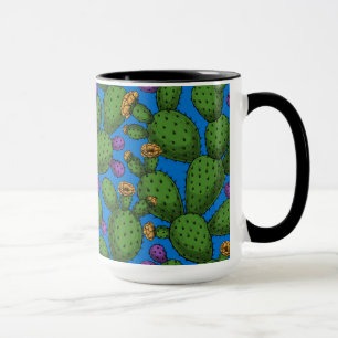Caneca Opuntia florescente em azul