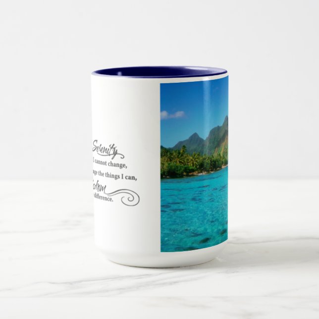 Caneca Oração da Serenidade de 2 Lados e Ilha Bora Bora (Centro)
