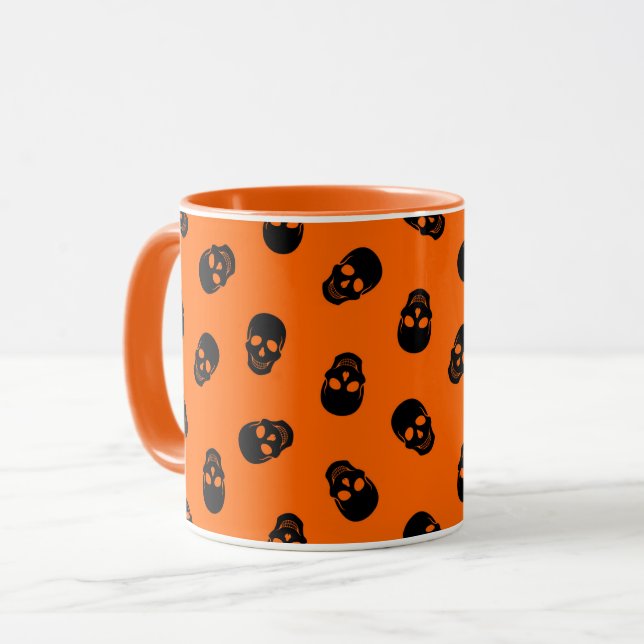 Caneca Orange Skull Elegage Halloween (Frente Esquerda)
