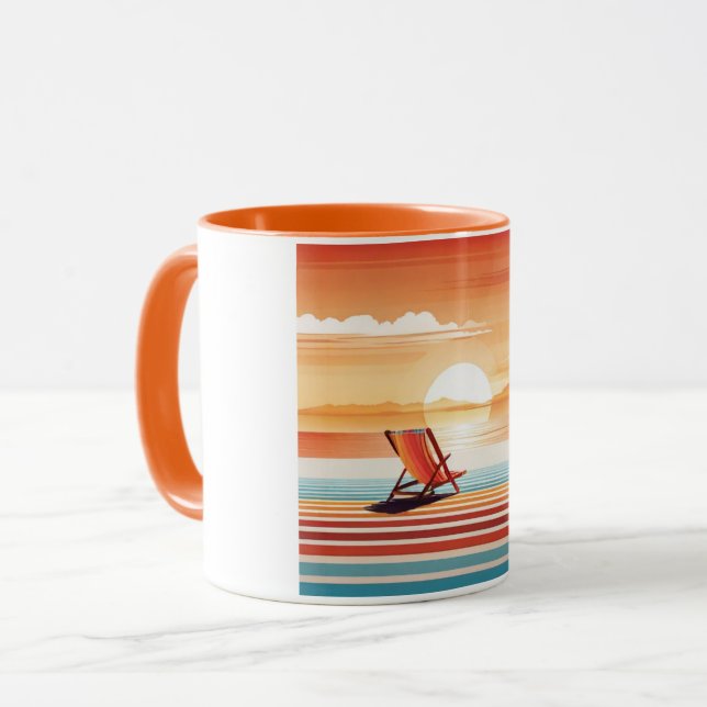 Caneca Orange Sunset Beach Mug - Vibrant Coastal Design (Frente Esquerda)