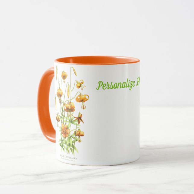 Caneca Orange Tiger Lillies Personalizado (Frente Esquerda)
