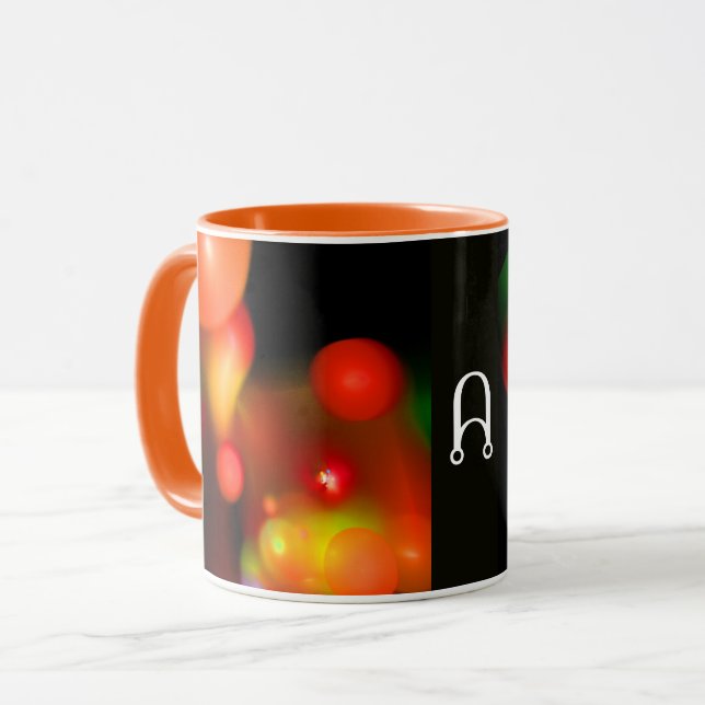 CANECA ORANGE YELLOW RED BLACK FRACTAL BUBBLES MONOGRAM (Frente Esquerda)