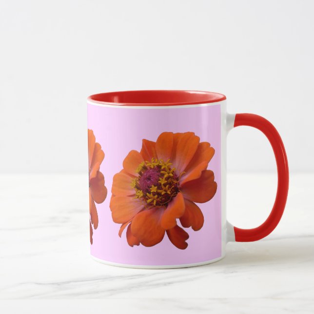 Caneca Orange Zinnia Wildflower Nature Floral (Direita)
