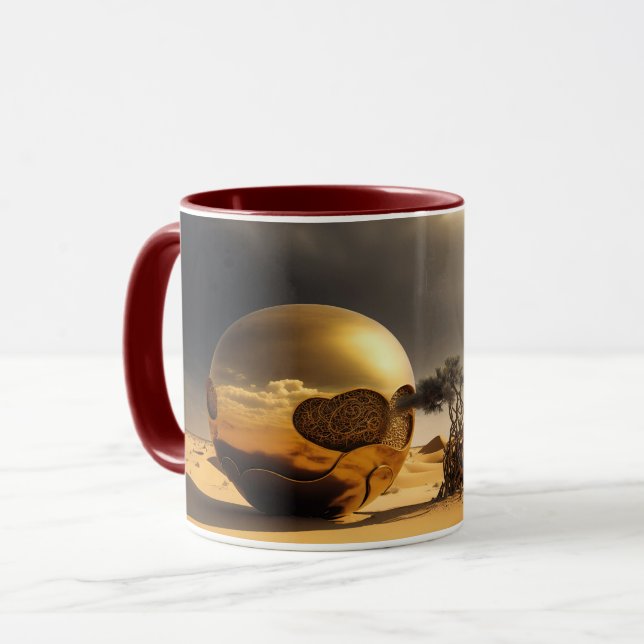Caneca Orbes Dourados na Tempestade do Deserto (Frente Esquerda)