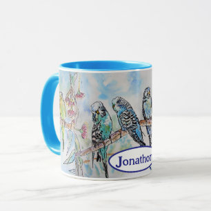 Caneca Orçamentos Orçamentais Pássaros Pássaros Pintando