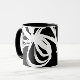 Caneca Orchid Noir: Abstrato preto e branco