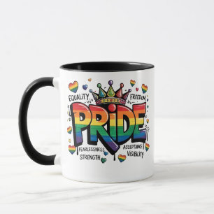 Caneca Orgulho Aceitação LGBTQ Bandeira LGBT 4 de Julho E