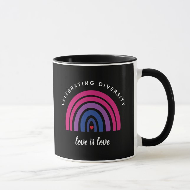 Caneca Orgulho Bissexual Celebrando Diversidade O Amor É  (Direita)