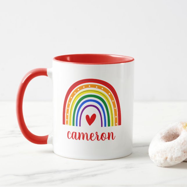 Caneca Orgulho Gay Arco-íris Personalizado (Com Donut)