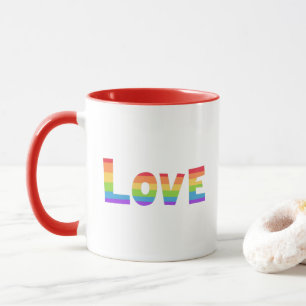 Caneca Orgulho gay LGBT bandeira arco-íris Love is Love L