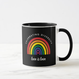Caneca Orgulho gay LGBT Celebrando Diversidade O Amor É A