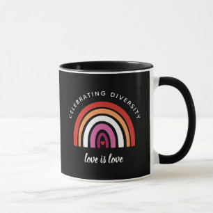 Caneca Orgulho Lésbico Celebrando a Diversidade O Amor é 