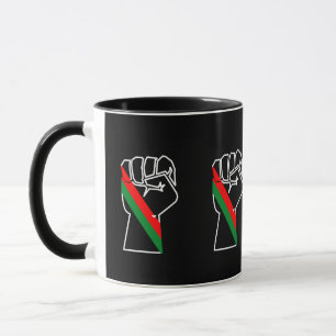 Caneca orgulho negro punho vermelho verde bandeira pan-af