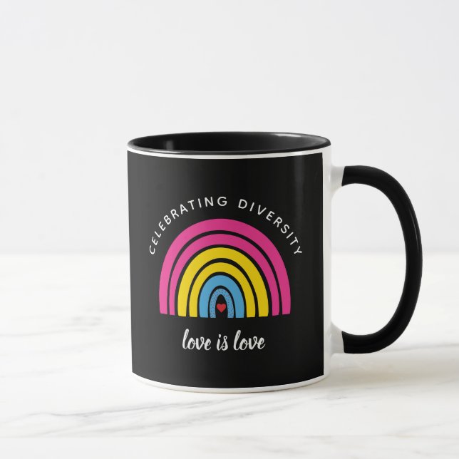 Caneca Orgulho Pansexual Celebrando Diversidade O Amor É  (Direita)