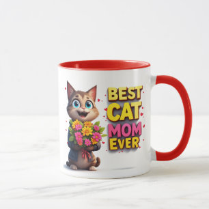 Caneca Orgulhosa Mãe de Gato com Gatinho Florido Fofo 🐱