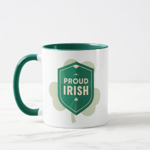 Caneca Orgulhoso Escudo Irlandês Minimalista & Patrimônio