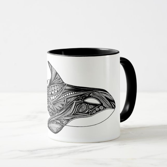Caneca original do design da orca (Frente Esquerda)