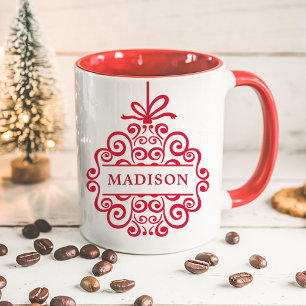 Caneca Ornamentado Doodle Ornament Personalizado Natal