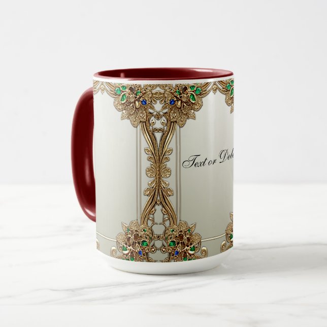 Caneca Ornamentado Elegante Dourado (Frente Esquerda)