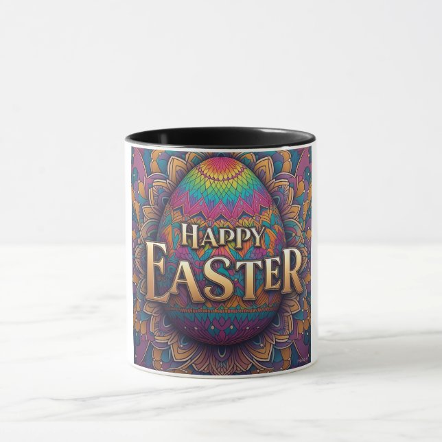 Caneca Ornamentado Mandala - Felz pascoa de Ovos de Pásco (Centro)