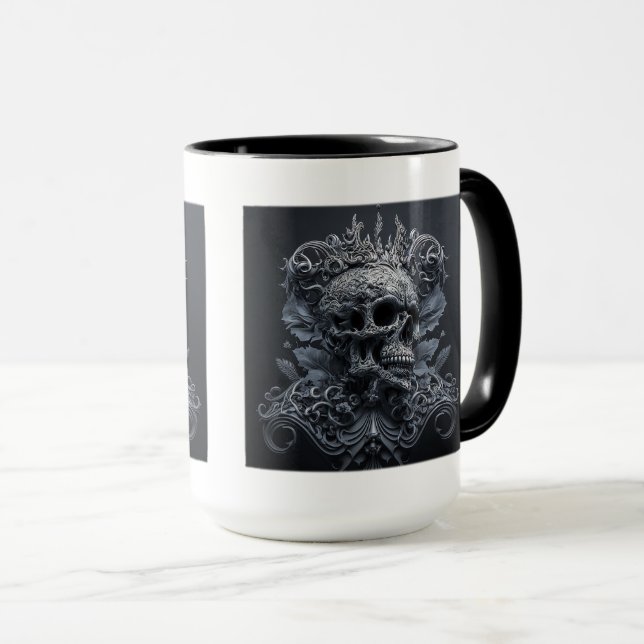 Caneca Ornamentado Skull Combo Mug, 15 oz (Frente Esquerda)