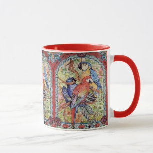 Caneca Ornamentado Vermelho Escarlet Hyacinth Blue Macaw