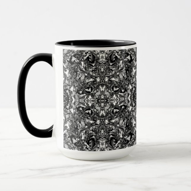CANECA ORNAMENTAL BARÓQUICA MODERNA PRETA E BRANCA (Esquerda)