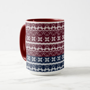 Caneca Ornamento escandinavo em um azul, borgonha 