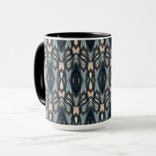Caneca ornamento geométrico oriental azul