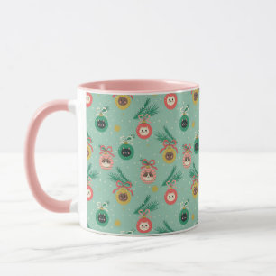 Caneca Ornamentos de Cat no Padrão de Árvore