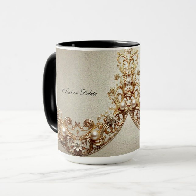 Caneca Ornate Gold Flourish Mug (Frente Esquerda)