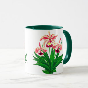 Caneca Orquídeas Selvagens - Orquídeas Rosa-Coral e Folha