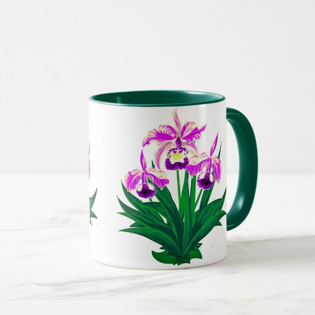 Caneca Orquídeas Selvagens - Orquídeas Roxas Leves e Folh (Frente Esquerda)