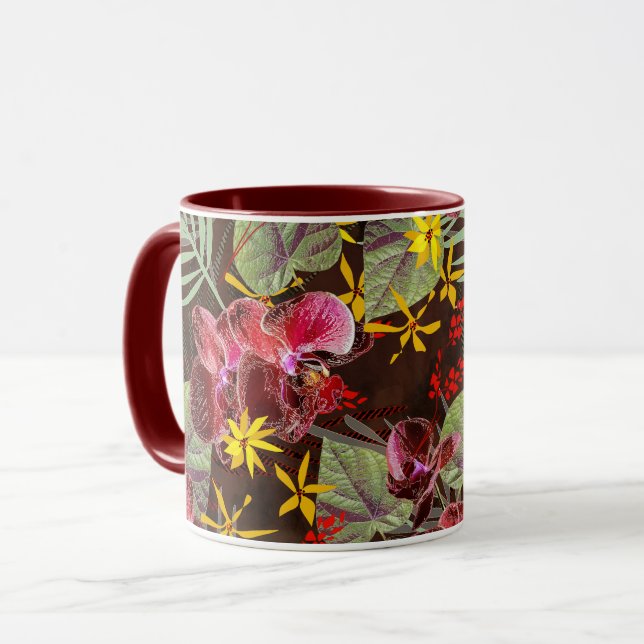 Caneca Orquídeas vermelhas. (Frente Esquerda)