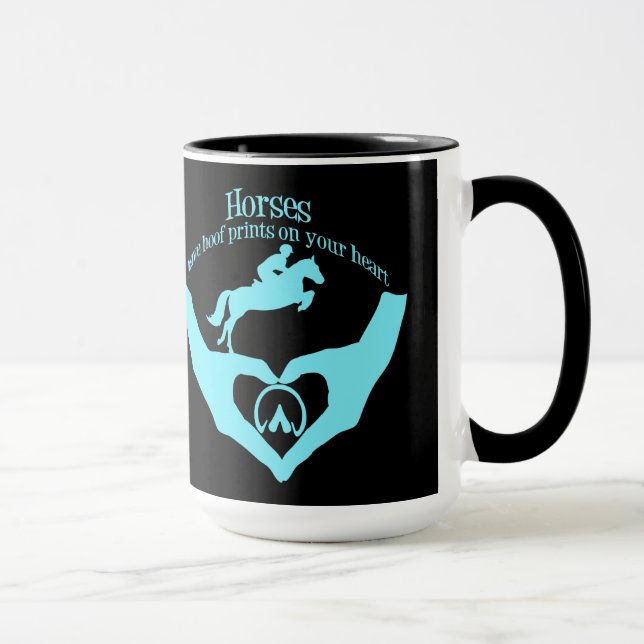 Caneca Os cavalos deixam Impressões de capuz no coração (Direita)