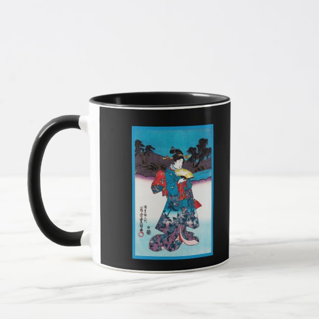 Caneca Os japoneses bonitos do quimono imprimem o viagem (Esquerda)