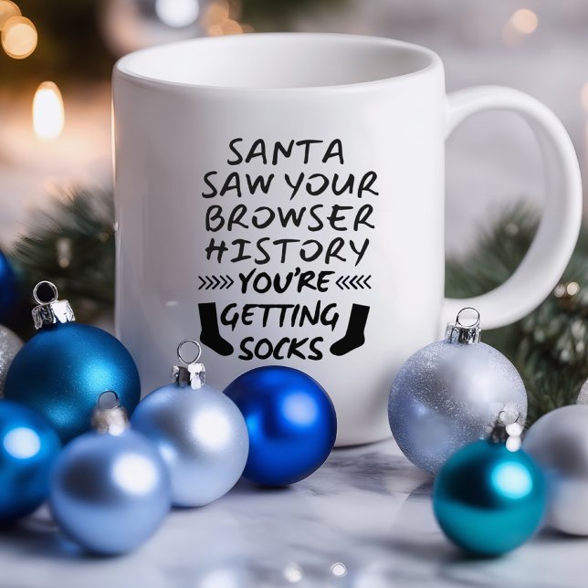 Caneca Os papais noeis Viram Seu Navegador Engraçado | Ca (Santa saw your browser history. You're Getting Socks Funny Mug)